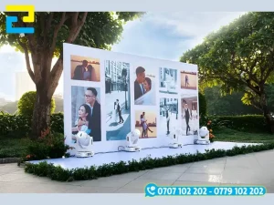 Backdrop đám cưới dùng để trang trí sảnh, sân khấu của tiệc cưới.