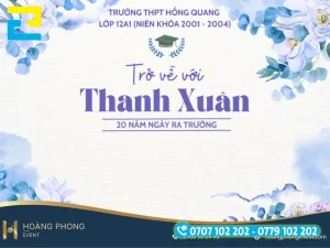 Backdrop họp mặt cựu sinh viên, học viên trường THPT