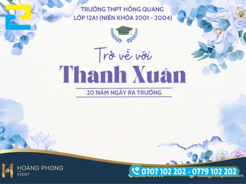 Backdrop họp mặt cựu sinh viên, học viên trường THPT