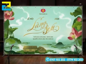 Backdrop in trên chất liệu PP có màu sắc đẹp mắt, hài hoà nhưng giá thành khá cao.