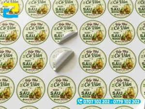Cấu tạo thực tế gồm ba lớp của tem nhãn decal dán trực tiếp lên bao bì sản phẩm