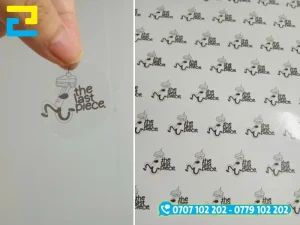 Mẫu tem decal nhựa trong suốt dán lên chai lọ thủy tinh giúp hiển thị rõ màu sắc sản phẩm bên trong