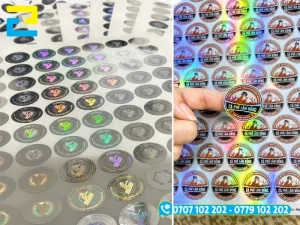 Tem bảo hành hologram 7 màu phát quang hiệu ứng đổi màu rõ rệt khi thay đổi góc nhìn