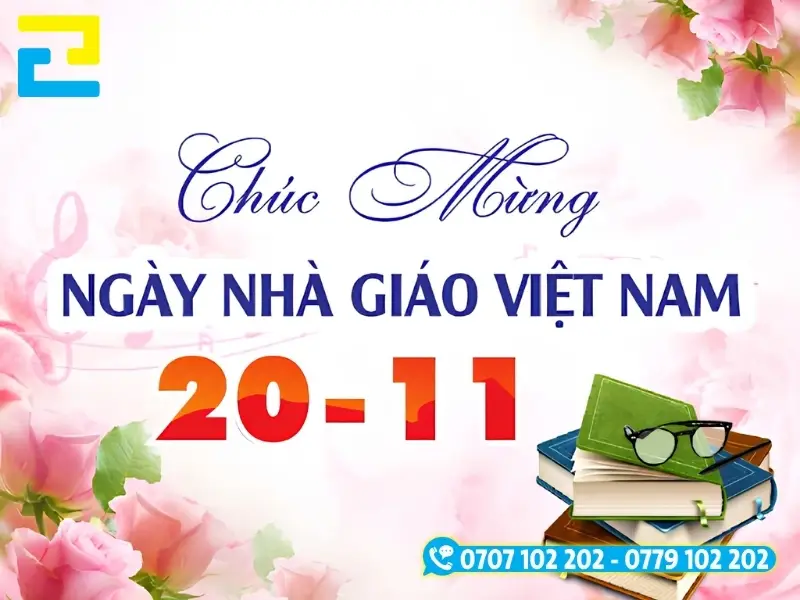 Mẫu in Backdrop ngày 20/11 đơn giản với nền hoa