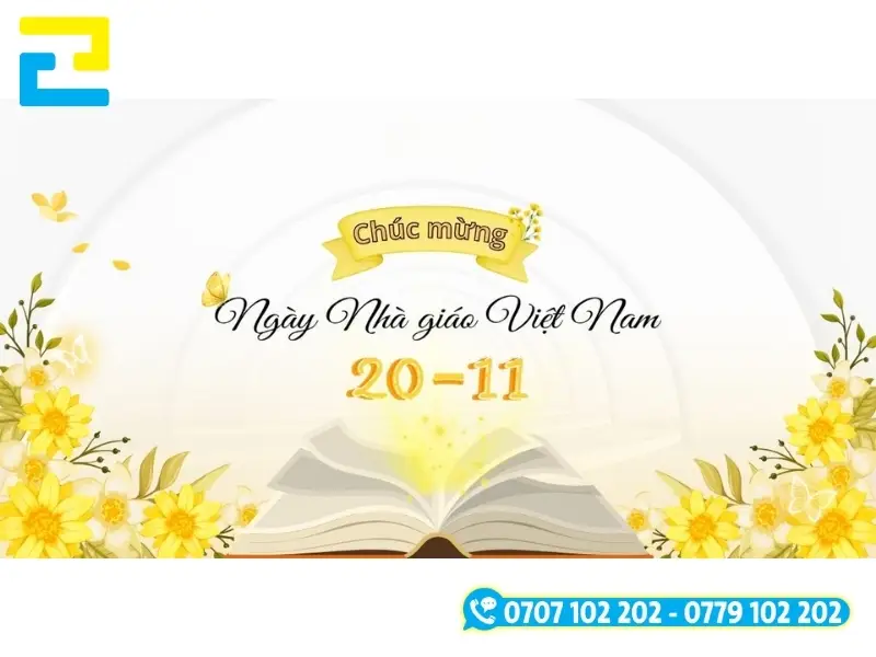 Phông nền với thông điệp "Tri ân ngày nhà giáo Việt Nam 20-11"