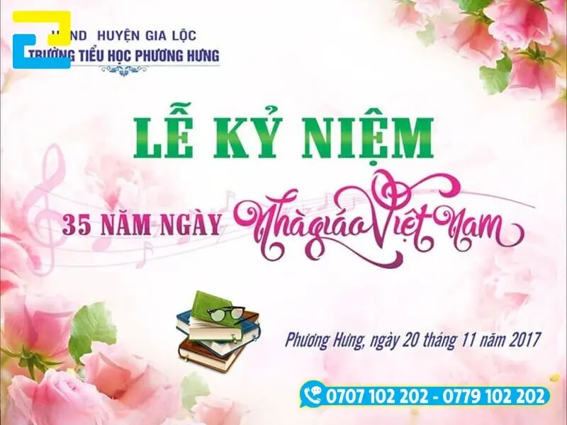 Backdrop lễ kỷ niệm 35 năm ngày Nhà Giáo Việt Nam đẹp