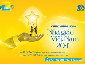 Phông nền 20/11 đẹp có lời chúc Thầy Cô hay, màu chủ đạo vàng độc đáo
