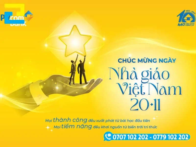 Phông nền 20/11 đẹp có lời chúc Thầy Cô hay, màu chủ đạo vàng độc đáo