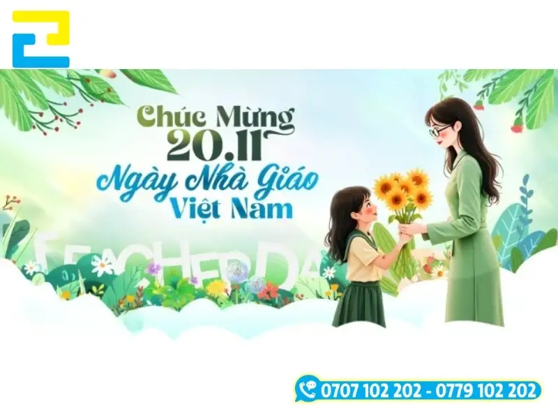 Để nhận báo giá in phông nền ngày 20-11 mới nhất, quý khách vui lòng liên hệ qua số Hotline: 0779.102.202 của Công Ty