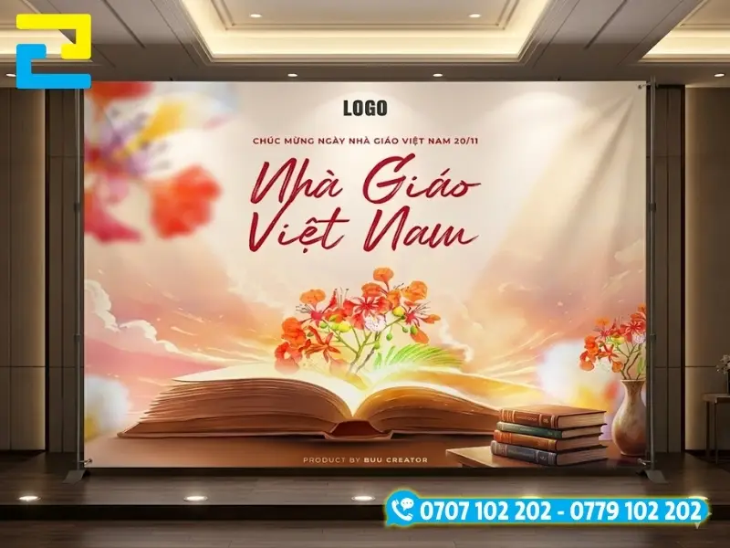 Quý khách có thể đến công ty để nhận phông nền 20/11, hoặc có thể yêu cầu công ty giao hàng tận nơi