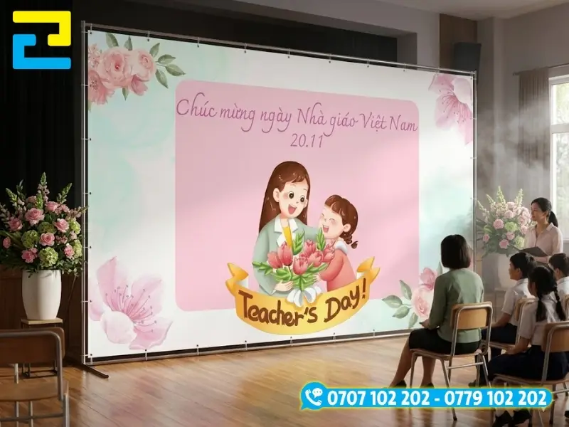 Đối với quý khách ở xa không tiện đến công ty, quý khách có thể đặt in backdrop 20-11 online