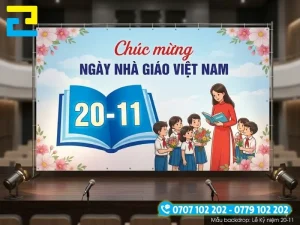 Backdrop phông nền ngày 20/11 thường có những thông điệp, hình ảnh chứa nội dung về sự kiện Ngày Nhà Giáo Việt Nam