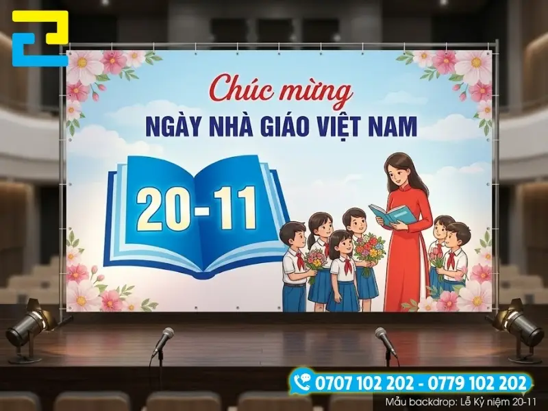 Backdrop phông nền ngày 20/11 thường có những thông điệp, hình ảnh chứa nội dung về sự kiện Ngày Nhà Giáo Việt Nam