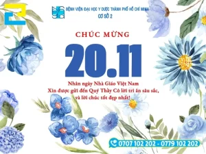 Phông nền ngày nhà giáo 20/11 với tông màu hoa xanh trắng chủ đạo