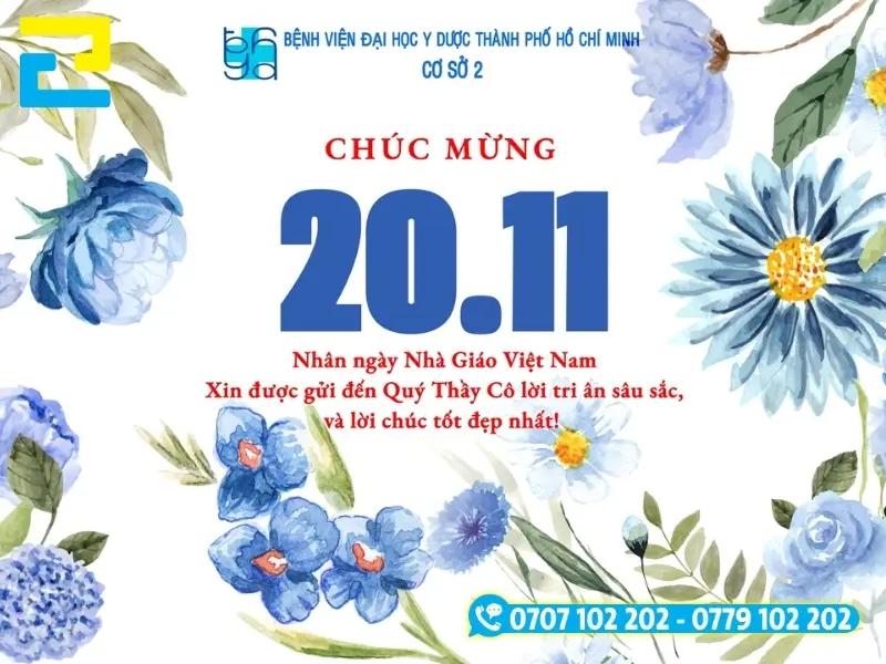 Phông nền ngày nhà giáo 20/11 với tông màu hoa xanh trắng chủ đạo