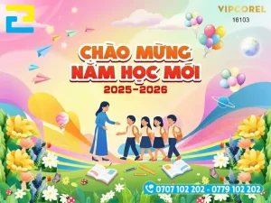 Sản phẩm in background khai giảng thường được ứng dụng phổ biến để làm phông nền cho sự kiện lễ khai giảng của những trường học