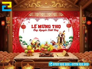 Mẫu nền trang trí lễ mừng thọ đẹp, ý nghĩa