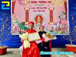 background lễ mừng thọ đơn giản, màu in sắc nét