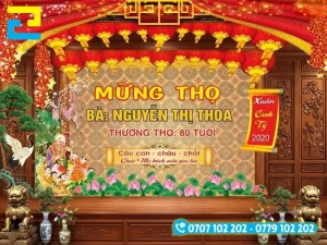 Background mừng thọ là nơi gia đình, con cháu sẽ cùng nhau chụp những bức ảnh làm kỉ niệm
