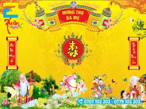 Mẫu phông nền lễ mừng thọ màu vàng chủ đạo