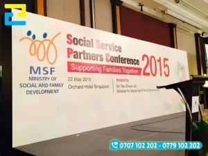 Mẫu phông nền background sân khấu cho sự kiện Social Service Partners Conference 2015