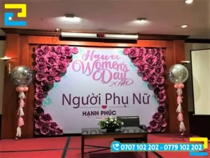 Mẫu backdrop sân khấu đẹp chúc mừng ngày quốc tế phụ nữ