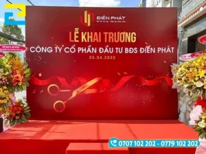 Mẫu background, backdrop lễ khai trương công ty