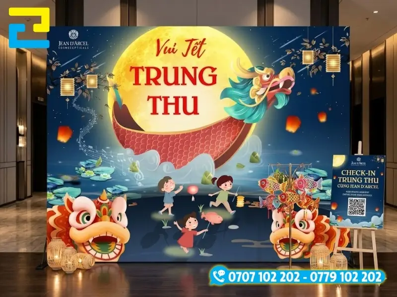 Mực UV in phông nền Trung thu có độ bền màu sắc, hình ảnh giữ được độ sắc nét từ 6 tháng đến 7 năm