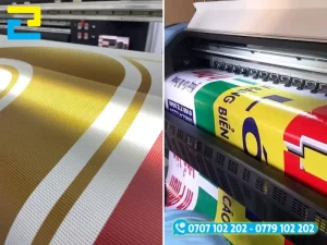 Sự khác biệt trực quan giữa bề mặt đục lỗ xuyên sáng của bạt lưới (trái) và bề mặt phẳng kín của bạt hiflex thông thường (phải)