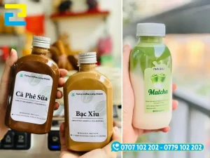 Mẫu bố cục thiết kế nhãn chai nước hiển thị đầy đủ thông tin dung tích, thành phần và mã vạch theo đúng quy định pháp lý