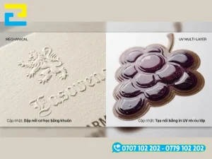 Sự khác biệt trực quan giữa bề mặt tem phẳng thông thường và bề mặt logo dập nổi 3D sờ được bằng tay