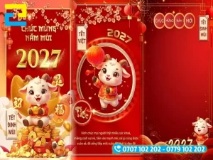 Mẫu background, backdrop Tết 2027 Đinh Mùi