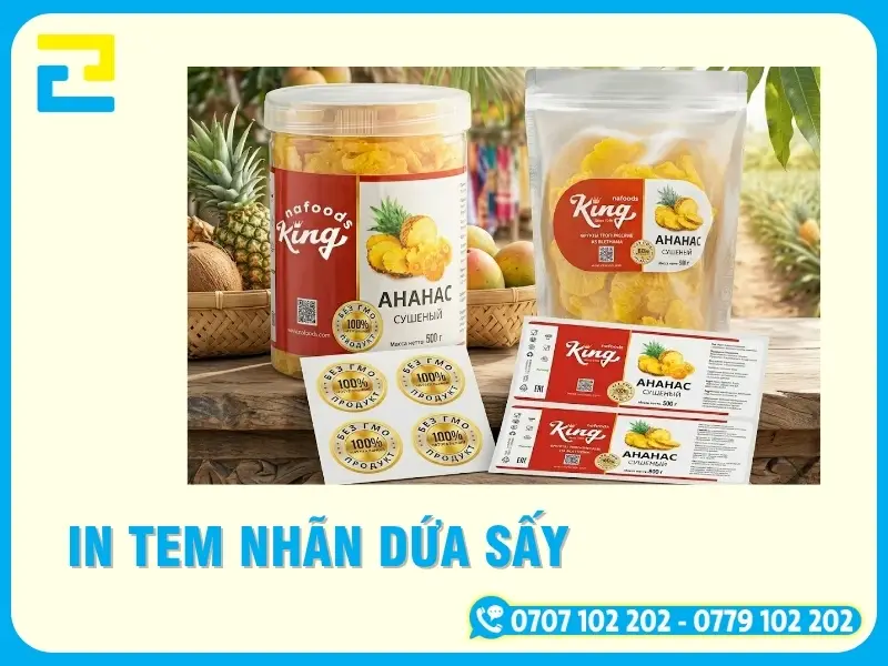In Tem Nhãn Dứa Sấy, Decal Bám Chắc, Chống Phai TPHCM