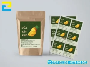 Tem nhãn dứa sấy sử dụng mực in đạt chuẩn an toàn thực phẩm, không độc hại cho người tiêu dùng