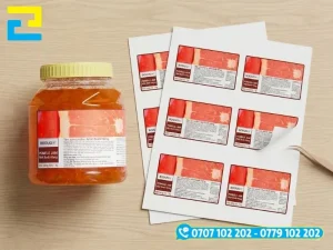 Hũ mứt bưởi được dán tem nhãn đầy đủ thông tin chuẩn bị đóng gói vào hộp quà cao cấp