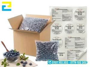Mẫu in tem nhãn rau củ quả hiển thị rõ ràng thông tin nguồn gốc, hạn sử dụng và mã QR truy xuất