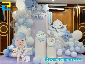 Mẫu backdrop sinh nhật bé trai Bon
