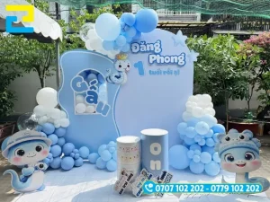 Mẫu phông nền sinh nhật bé trai Đăng Phong