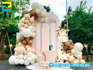 Mẫu phông nền mừng sinh nhật bé trai Minh Hiếu
