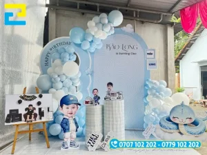 Mẫu backdrop sinh nhật cho bé trai Hào Long
