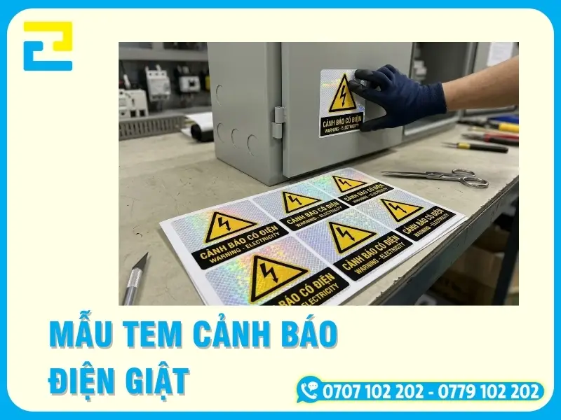 30+ Mẫu Tem Cảnh Báo Điện Giật, Decal Chống Nước, Bền Màu