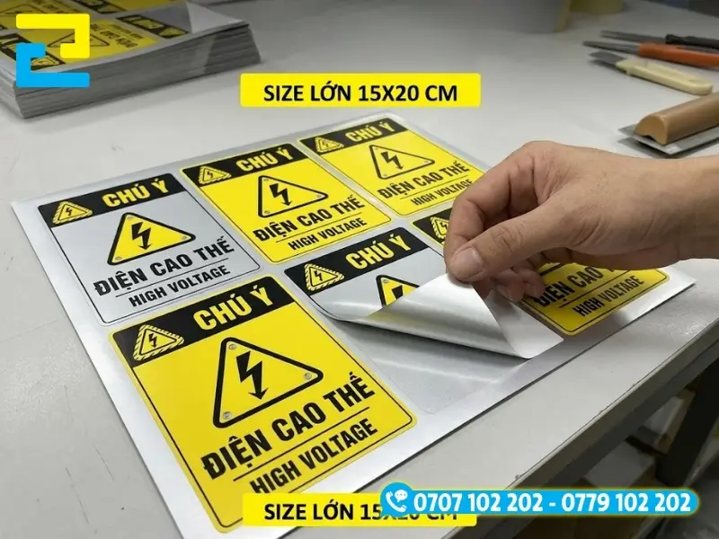 Bề mặt kim loại của tem decal xi bạc dán trên các thiết bị tỏa nhiệt cao