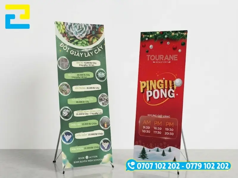 Hệ thống máy in UV và in kỹ thuật số hiện đại, hỗ trợ thiết kế standee riêng