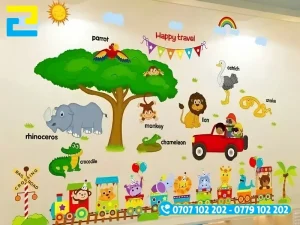 Decal dán tường mầm non được làm từ các chất liệu như Vinyl, nhựa PVC hoặc vải