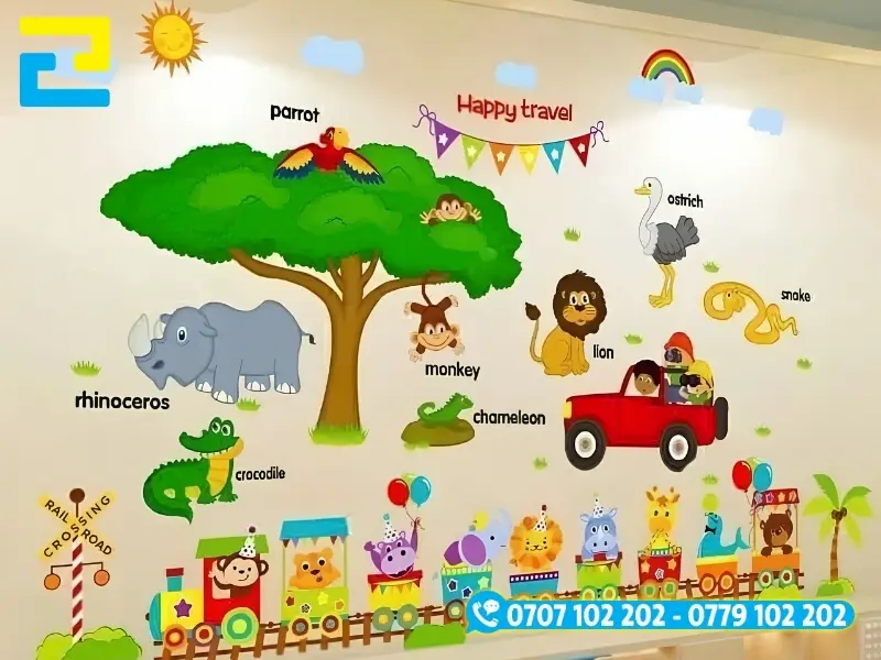 Decal dán tường mầm non được làm từ các chất liệu như Vinyl, nhựa PVC hoặc vải