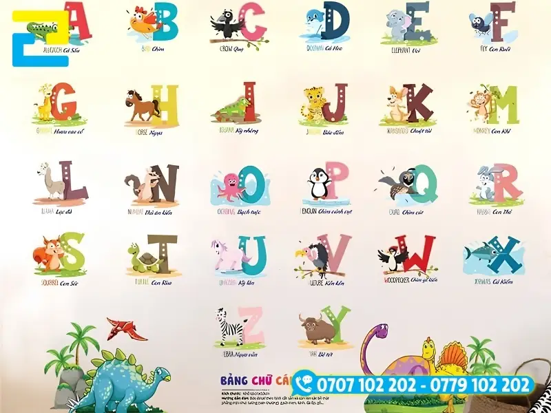Mẫu decal dán tường bảng chữ cái