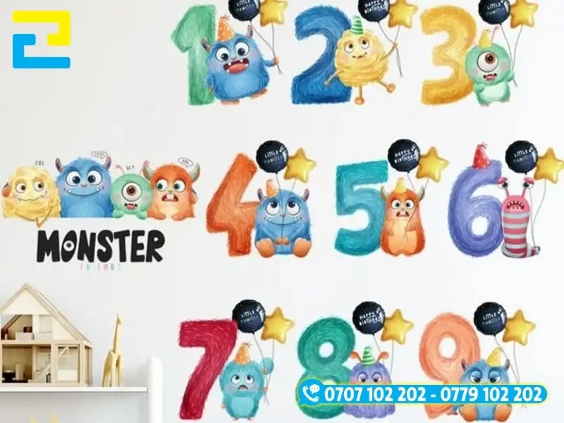 Mẫu decal dán tường số đếm