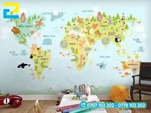 Mẫu decal dán tường về bản đồ thế giới