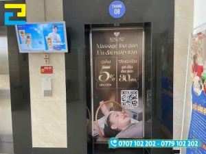 Mẫu hình ảnh decal thang máy quảng cáo dịch vụ, chương trình khuyến mãi