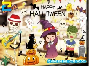 Mẫu 4: Sticker dán kính trang trí Halloween